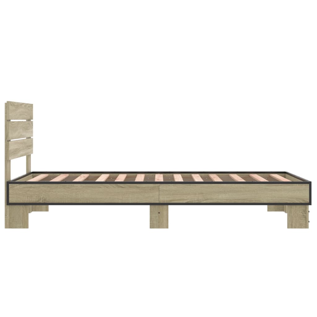 Sengeramme sonoma eik 75x190 cm konstruert tre og metall