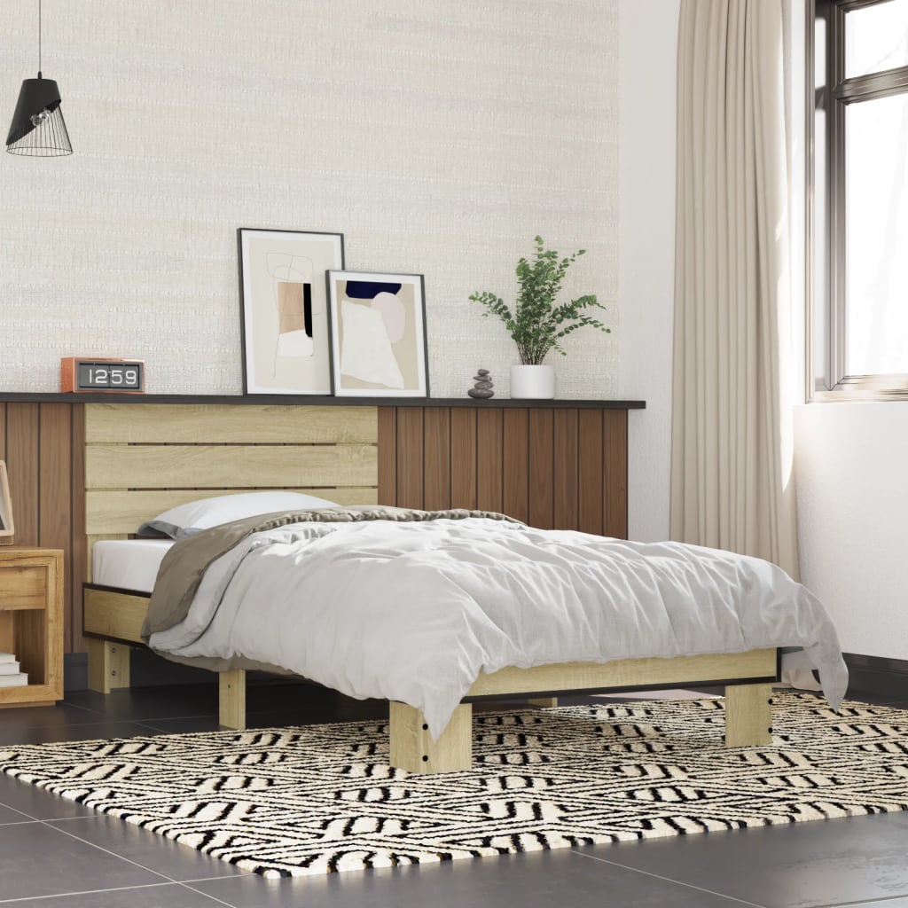 Sengeramme sonoma eik 75x190 cm konstruert tre og metall