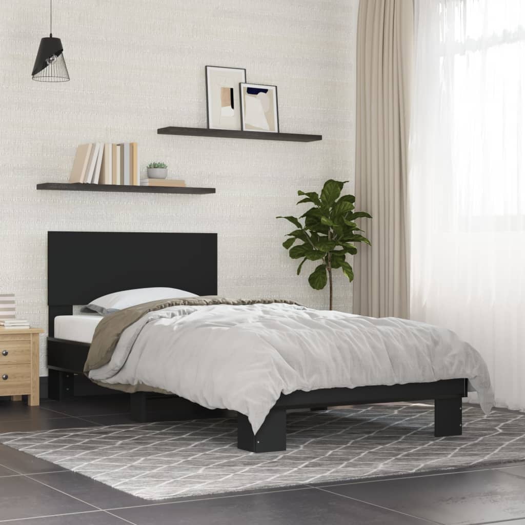 Sengeramme svart 75x190 cm konstruert tre og metall