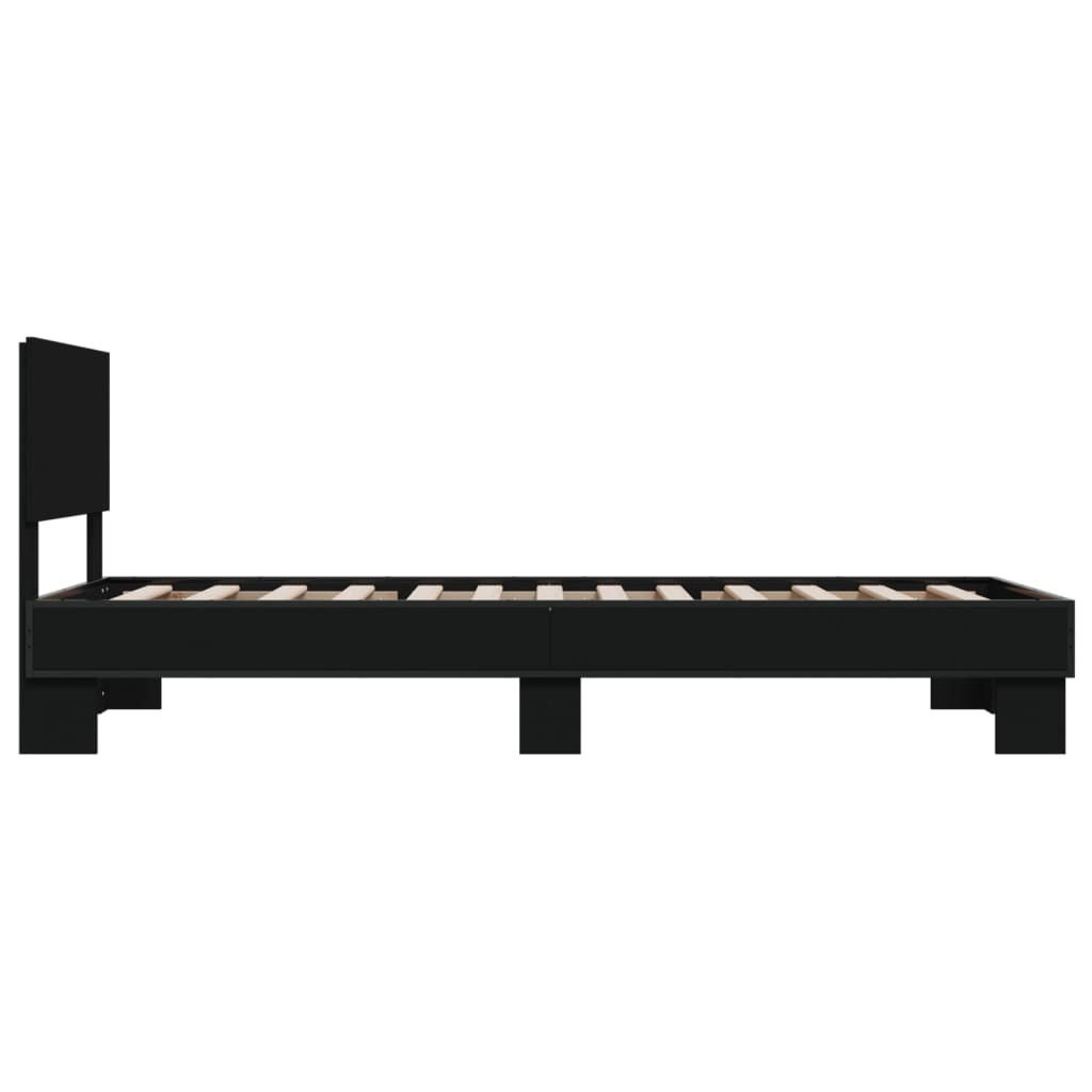 Sengeramme svart 75x190 cm konstruert tre og metall