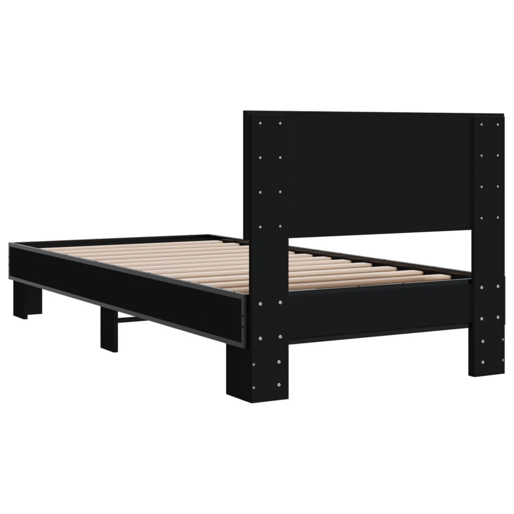 Sengeramme svart 75x190 cm konstruert tre og metall