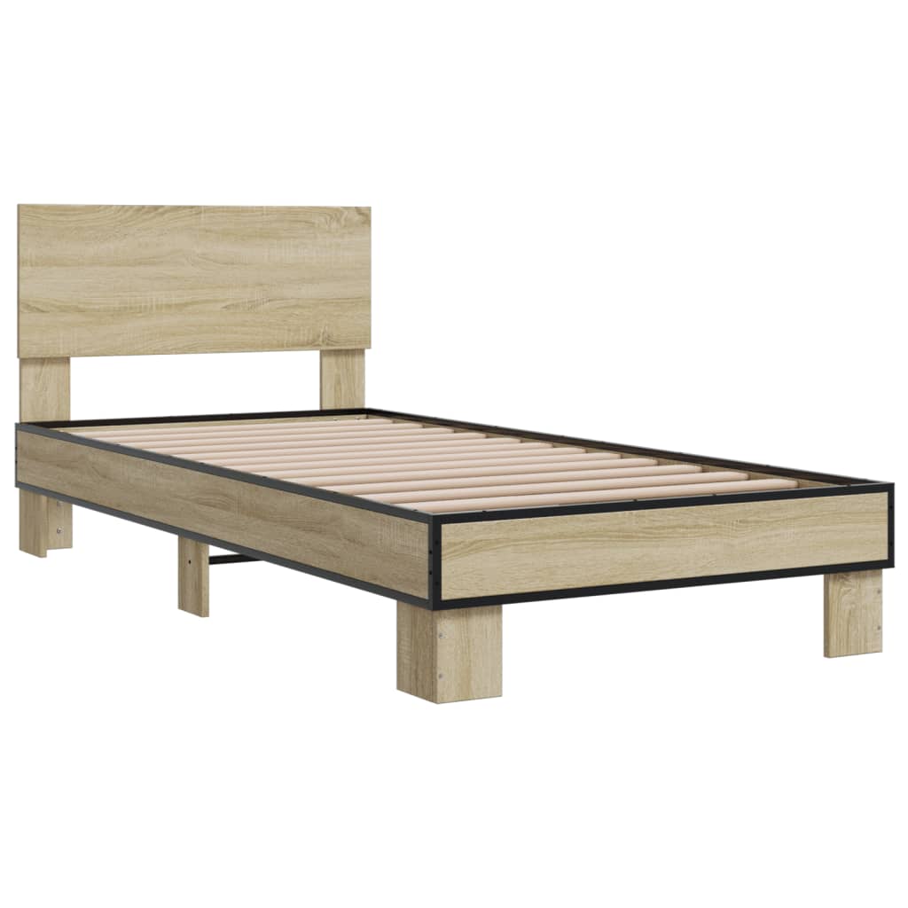 Sengeramme sonoma eik 75x190 cm konstruert tre og metall