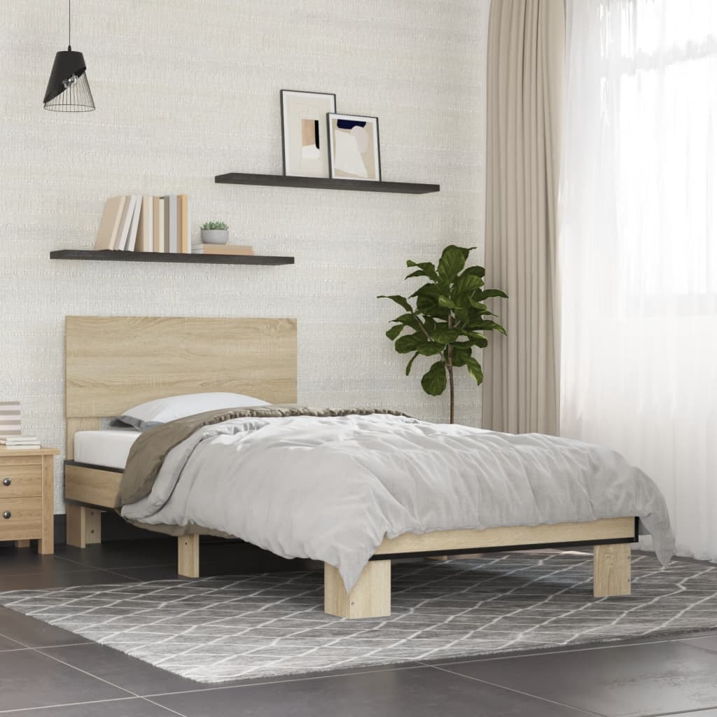 Sengeramme sonoma eik 75x190 cm konstruert tre og metall