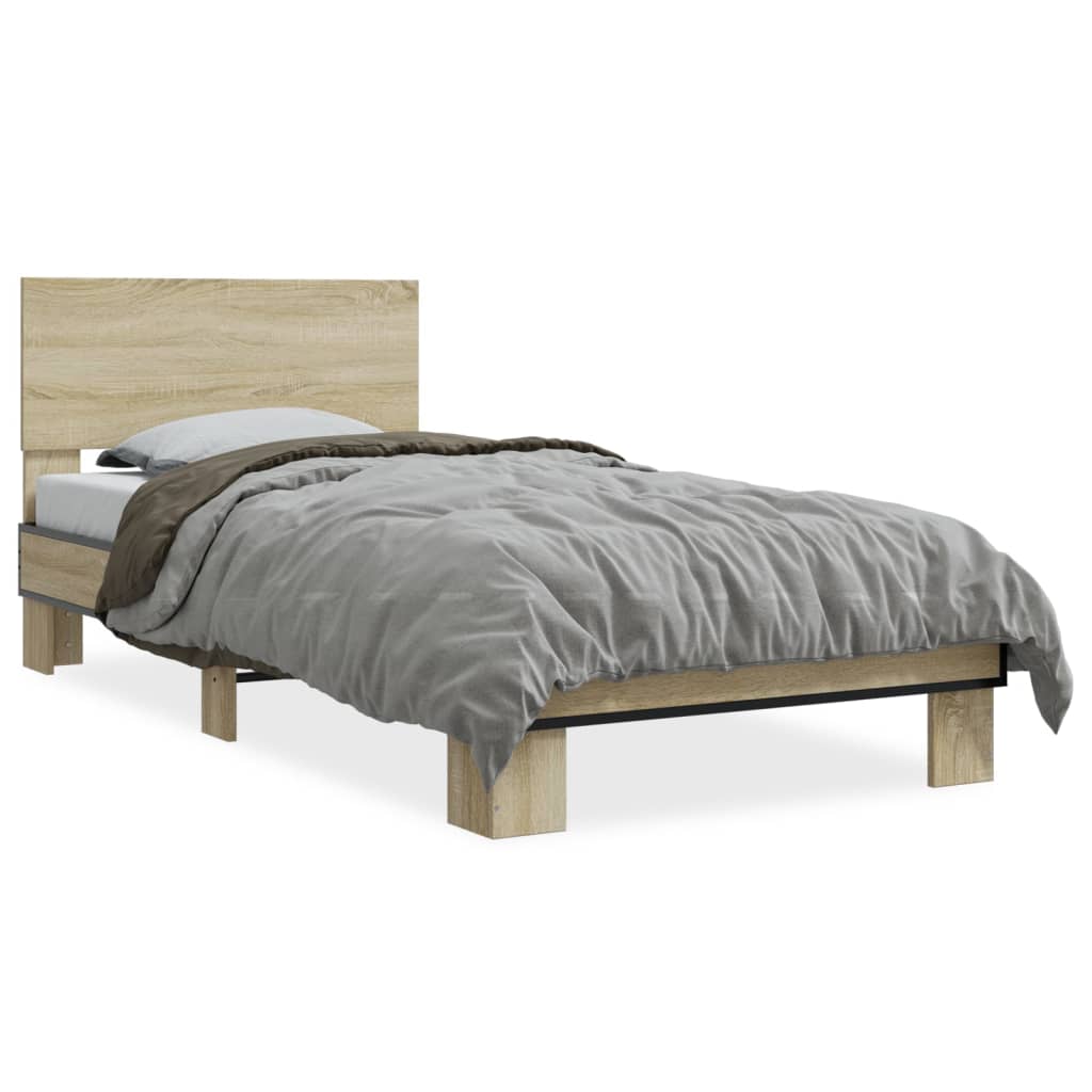 Sengeramme sonoma eik 75x190 cm konstruert tre og metall