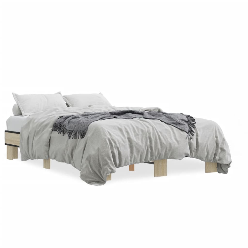 Sengeramme sonoma eik 120x200 cm konstruert tre og metall
