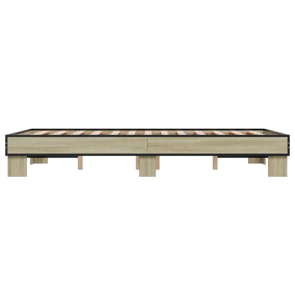 Sengeramme sonoma eik 120x200 cm konstruert tre og metall