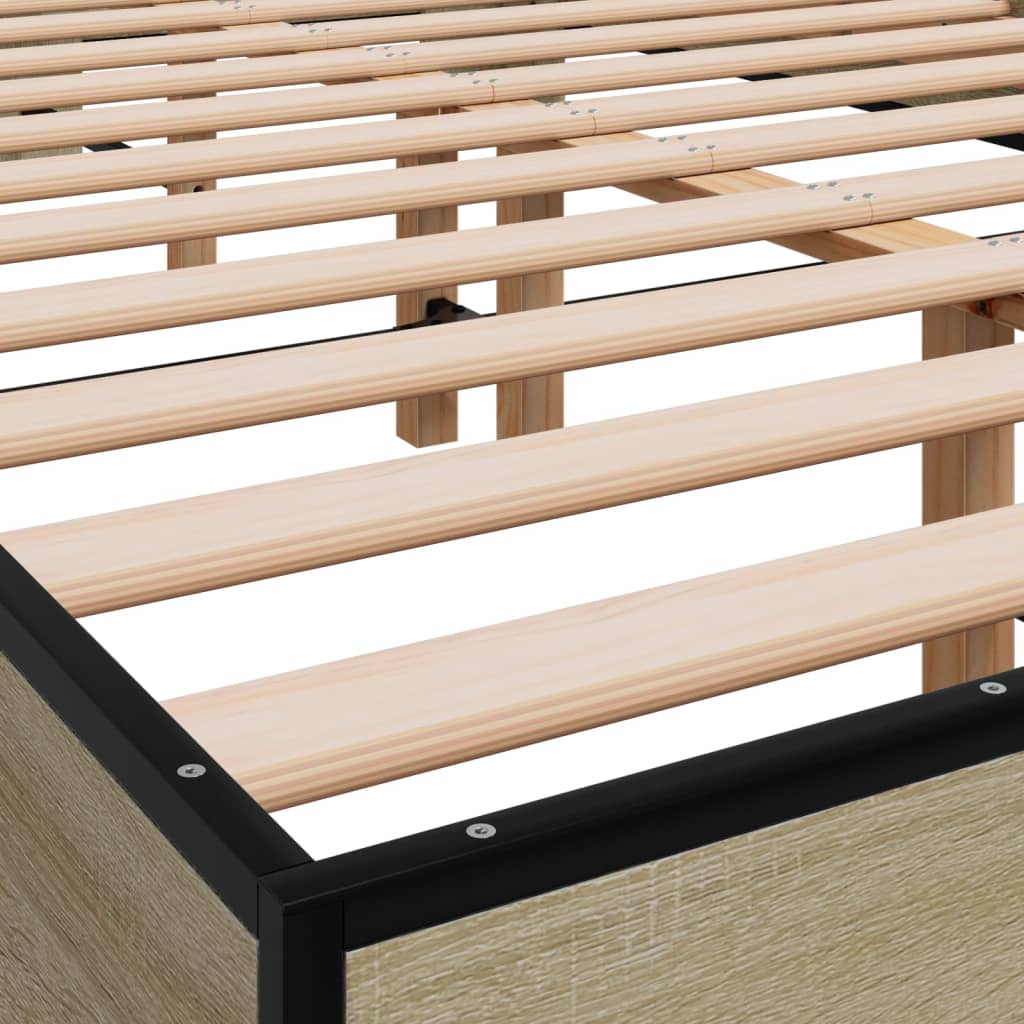 Sengeramme sonoma eik 120x200 cm konstruert tre og metall