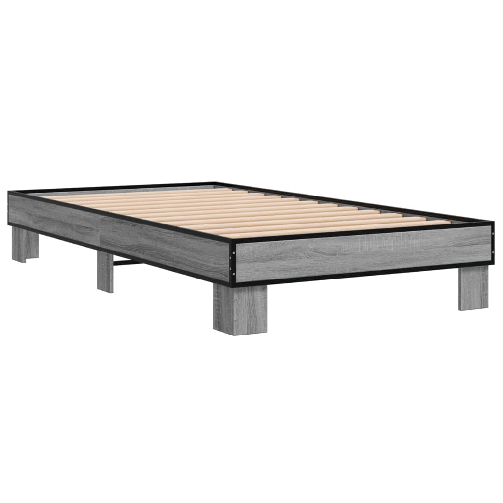 Sengeramme grå sonoma 90x200 cm konstruert tre og metall