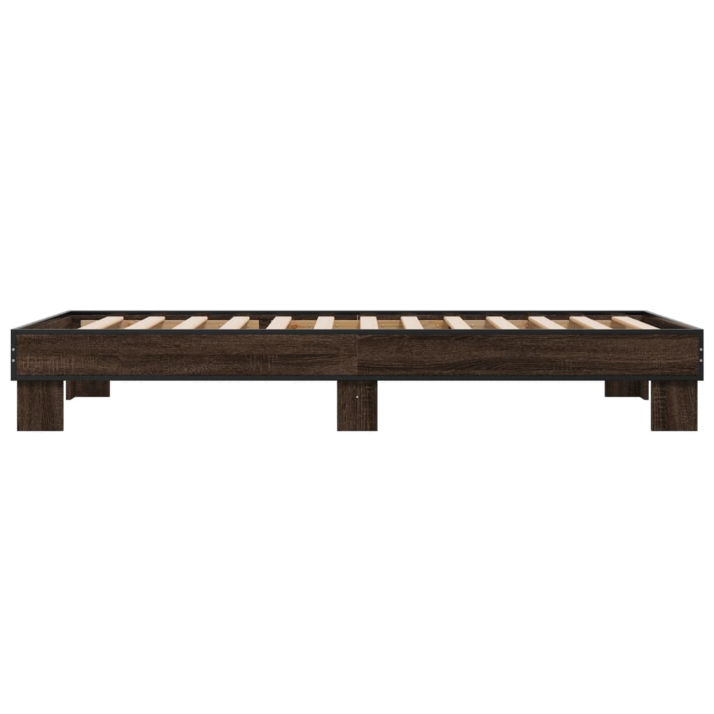 Sengeramme brun eik 75x190 cm konstruert tre og metall