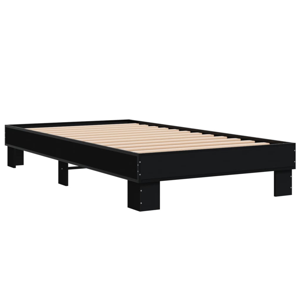 Sengeramme svart 90x190 cm konstruert tre og metall