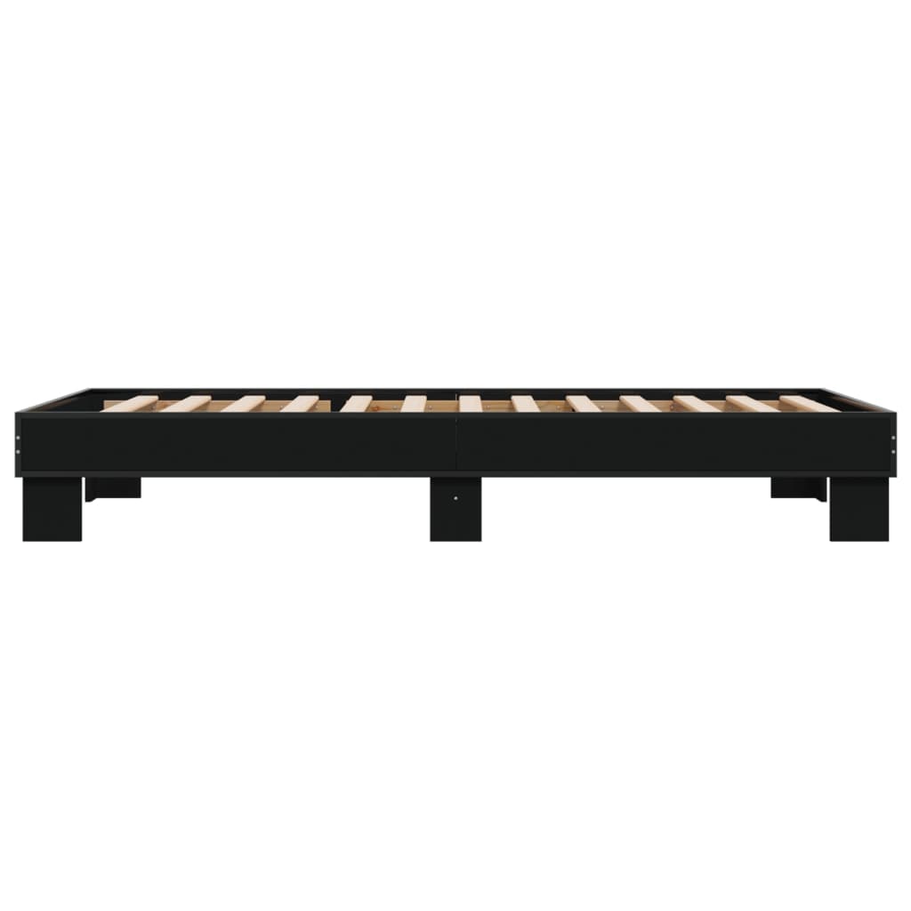 Sengeramme svart 90x190 cm konstruert tre og metall