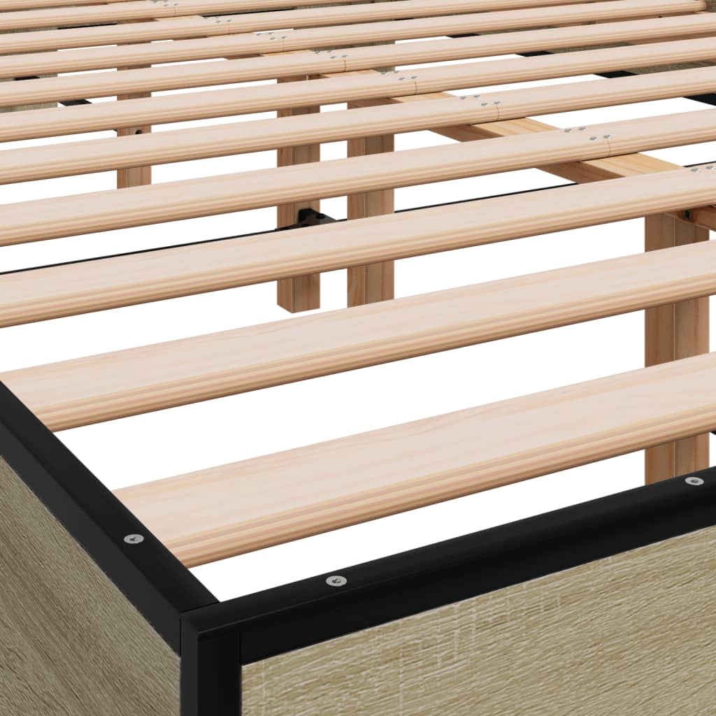 Sengeramme sonoma eik 120x190 cm konstruert tre og metall