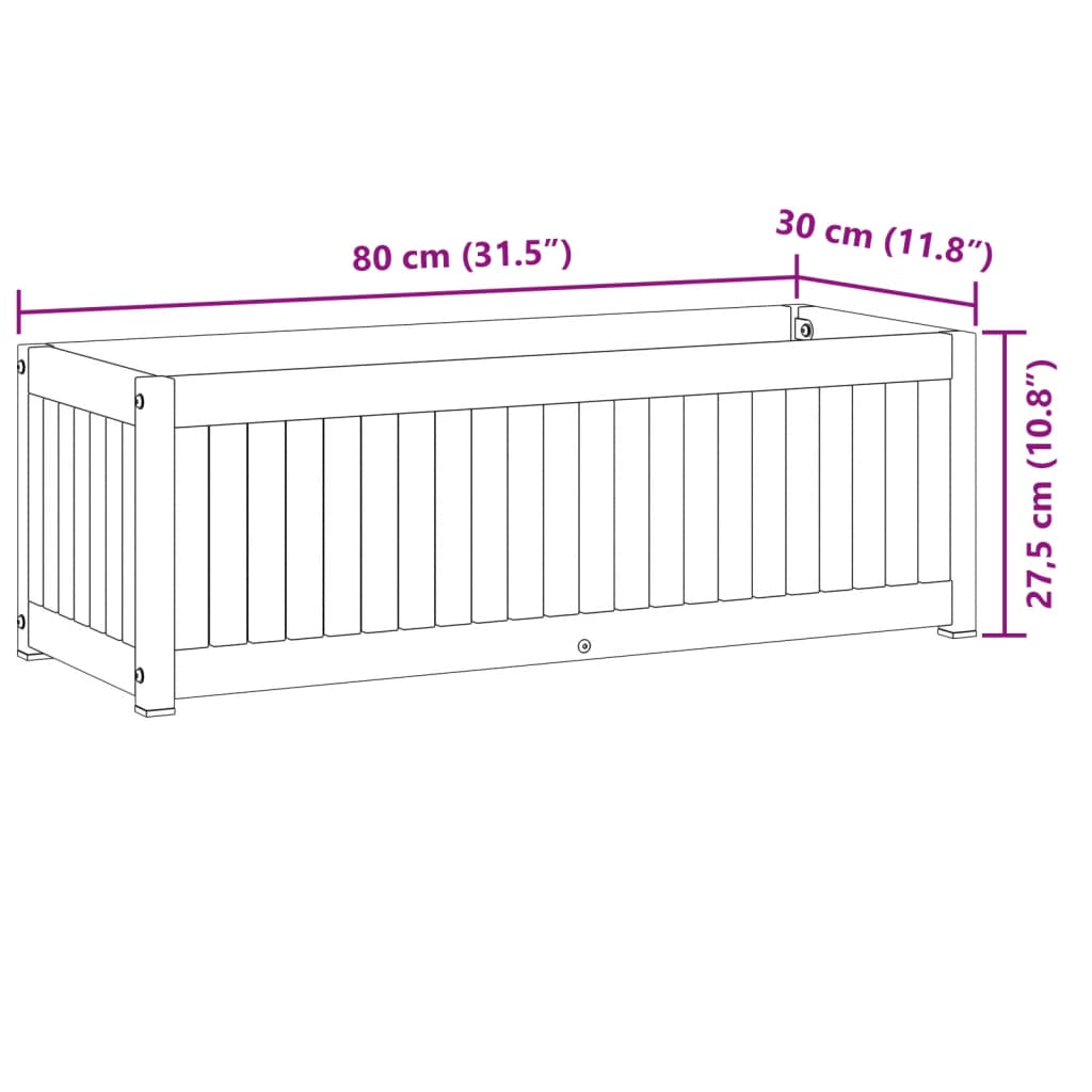 Plantekasse 80x30x27,5 cm helte akasie og stål
