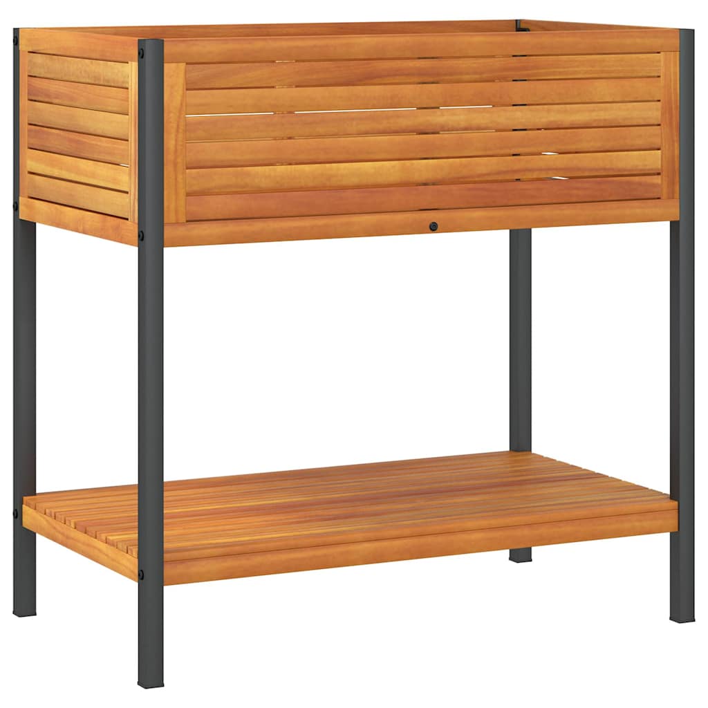 Plantekasse med hylle 80x45x80 cm helte akasie og stål