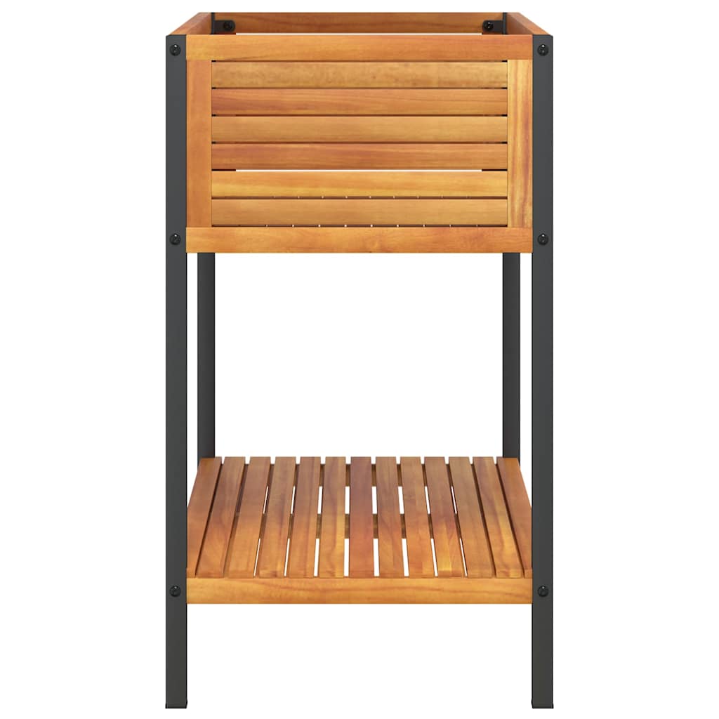 Plantekasse med hylle 80x45x80 cm helte akasie og stål