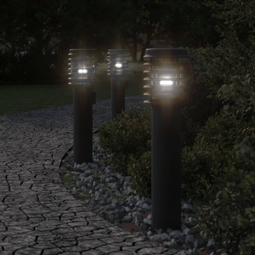 Utendørs gulvlamper 3 stk svart 60 cm rustfritt stål