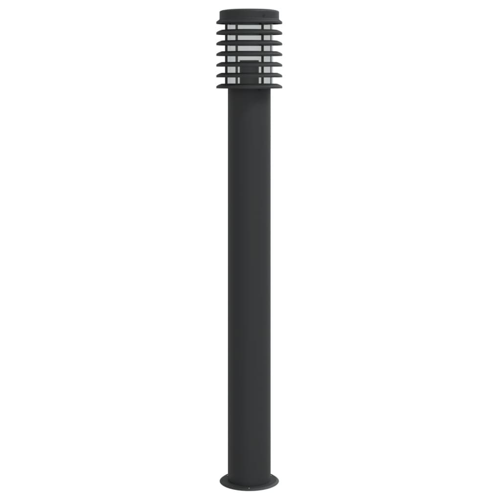 Utendørs gulvlamper 3 stk svart 110 cm rustfritt stål