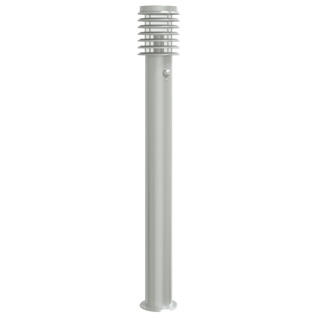Utendørs gulvlampe med sensor sølv 110 cm rustfritt stål