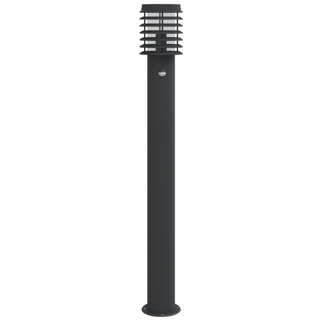Utendørs gulvlamper sensorer 3 stk svart 110 cm rustfritt stål