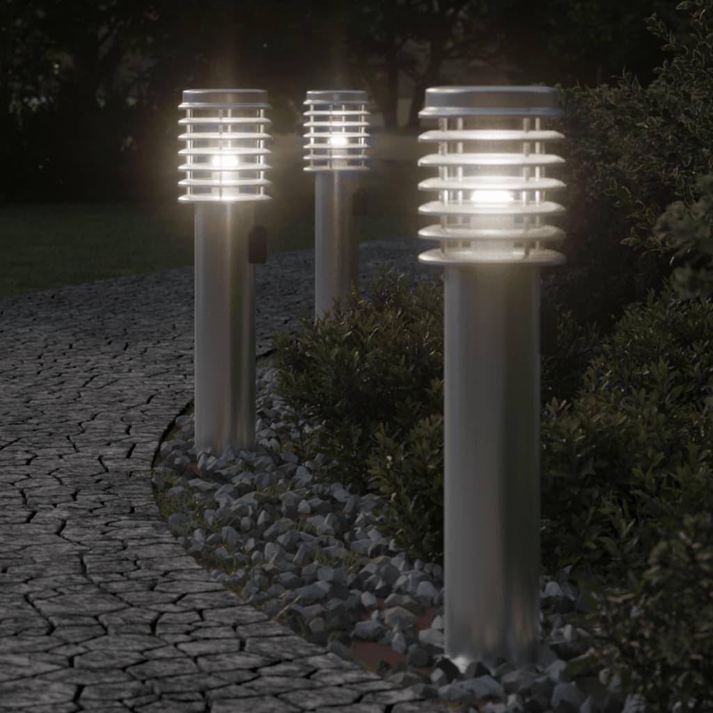 Utendørs gulvlampe med uttak sølv 60 cm rustfritt stål