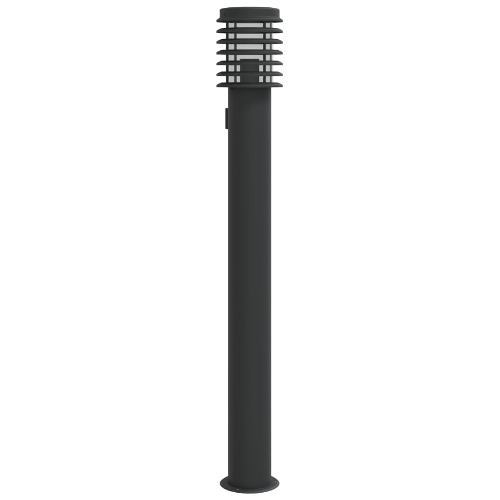 Utendørs gulvlampe med uttak svart 110 cm rustfritt stål