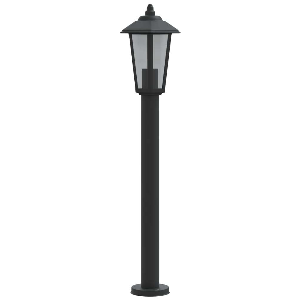 Utendørs gulvlamper 3 stk svart 80 cm rustfritt stål