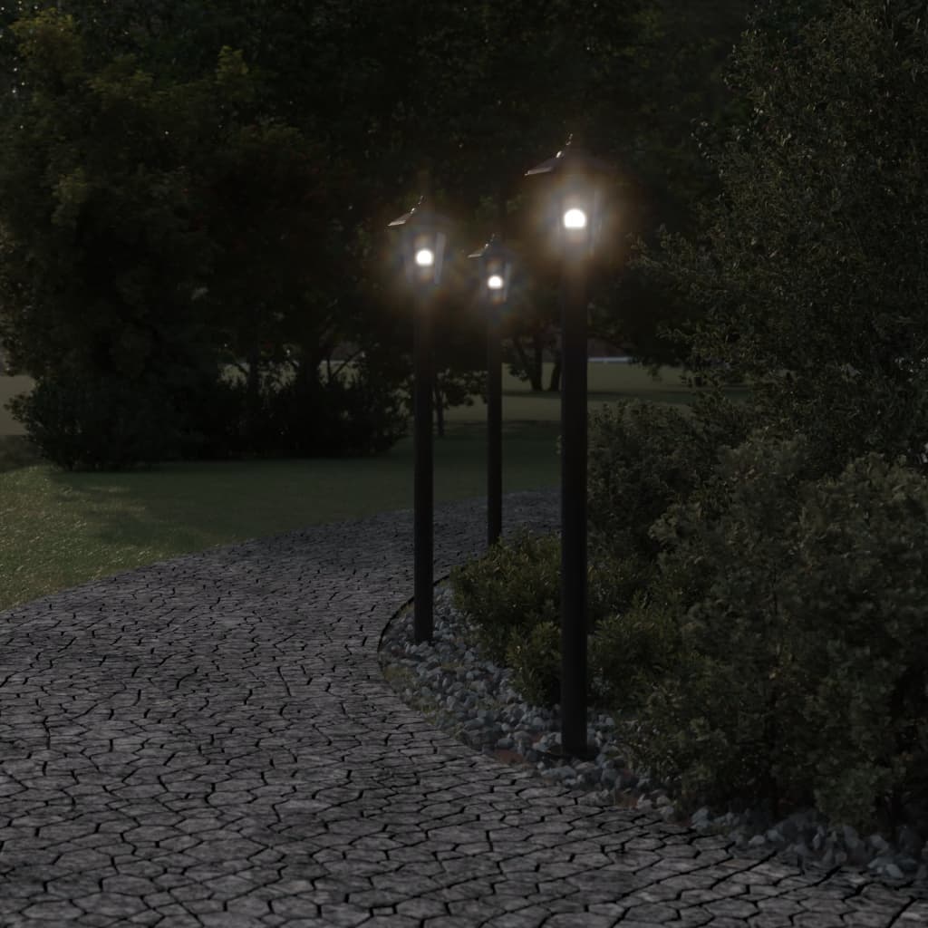 Utendørs gulvlamper 3 stk svart 120 cm rustfritt stål