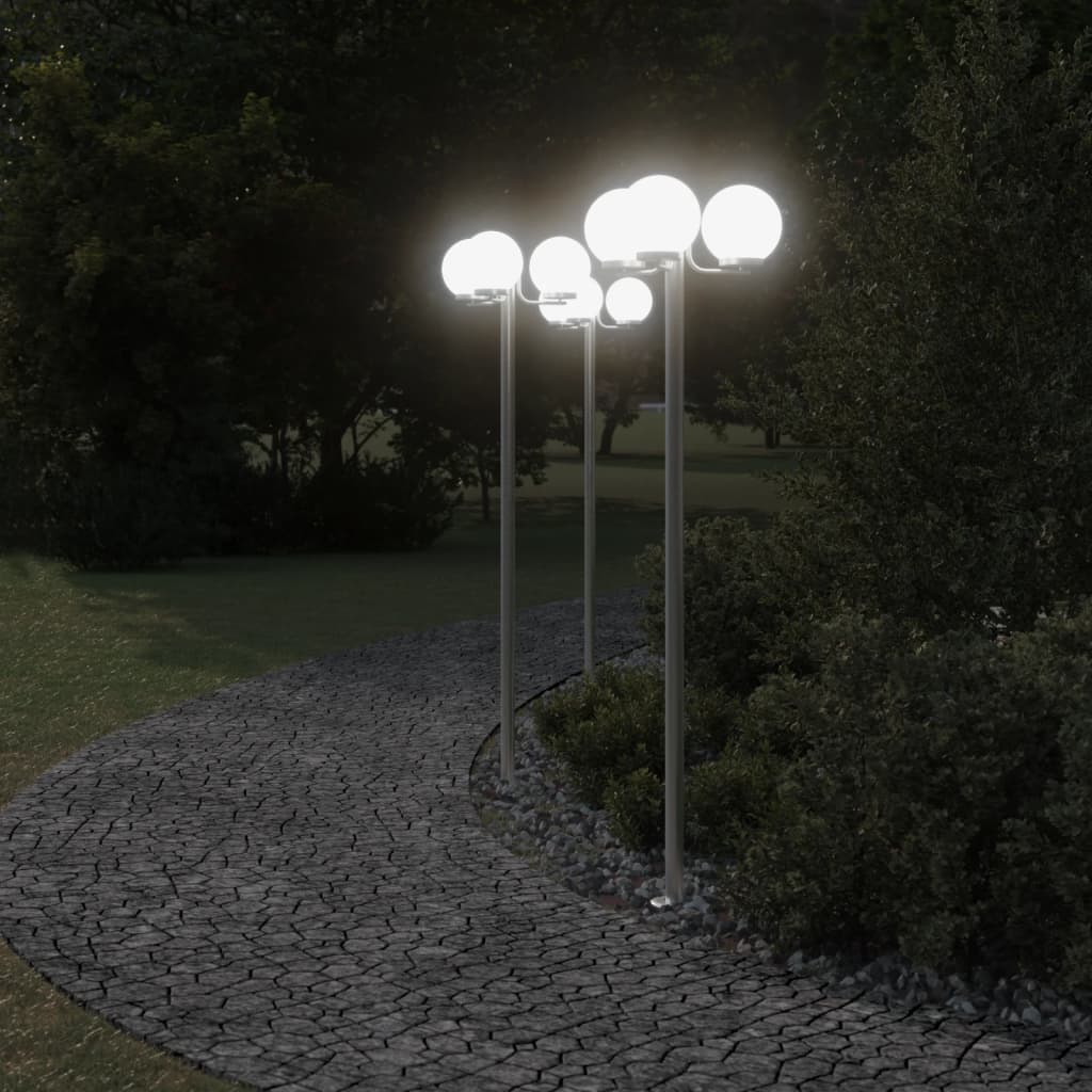 Utendørs gulvlamper 2 stk sølv 215 cm rustfritt stål