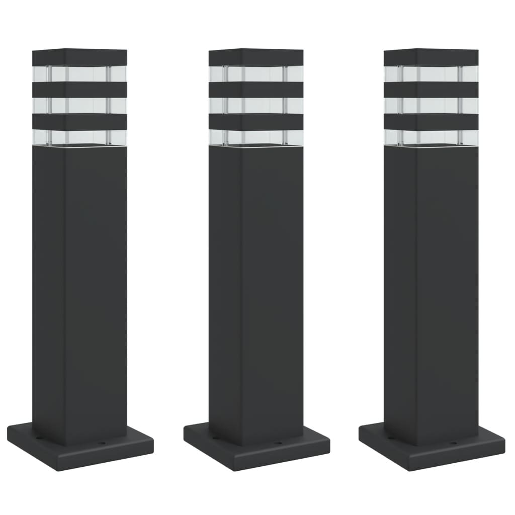 Utendørs gulvlamper 3 stk svart 50 cm aluminium