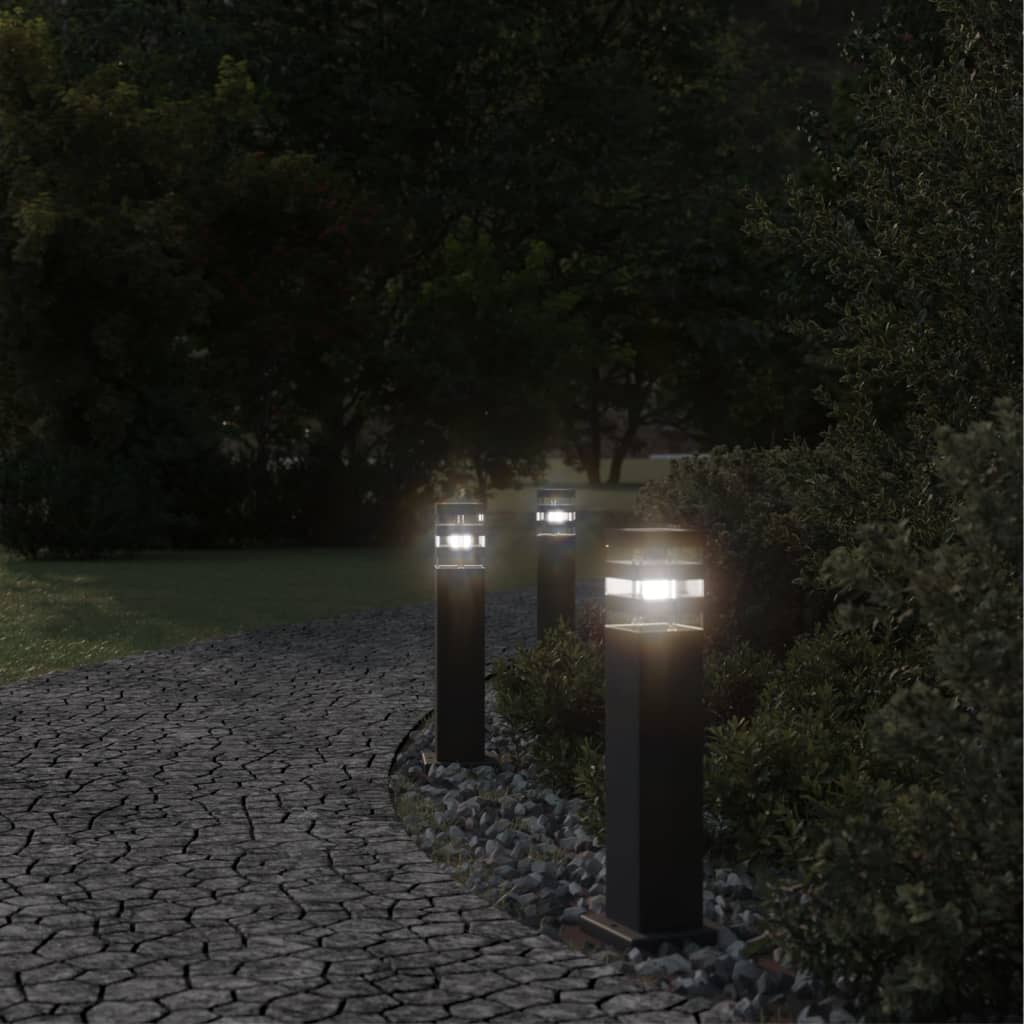 Utendørs gulvlamper 3 stk svart 50 cm aluminium