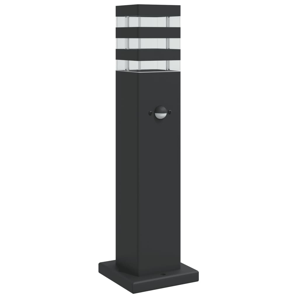 Utendørs gulvlampe med sensor svart 50 cm aluminium