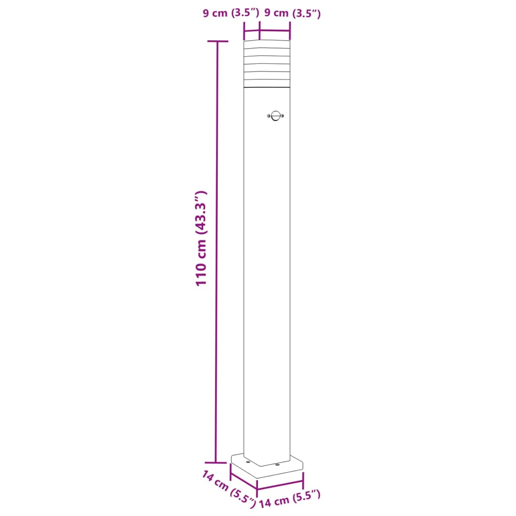 Utendørs gulvlampe med sensor svart 110 cm aluminium