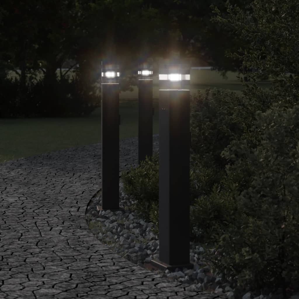 Utendørs gulvlampe med uttak svart 80 cm aluminium
