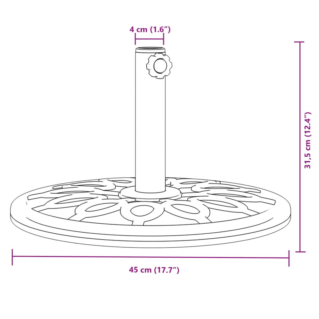 Parasollfot for Ø38 / 48 mm stenger 12 kg rund vidaXL