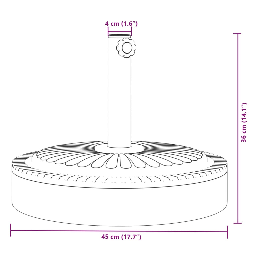 Parasollfot for Ø38 / 48 mm stenger 25 kg rund vidaXL