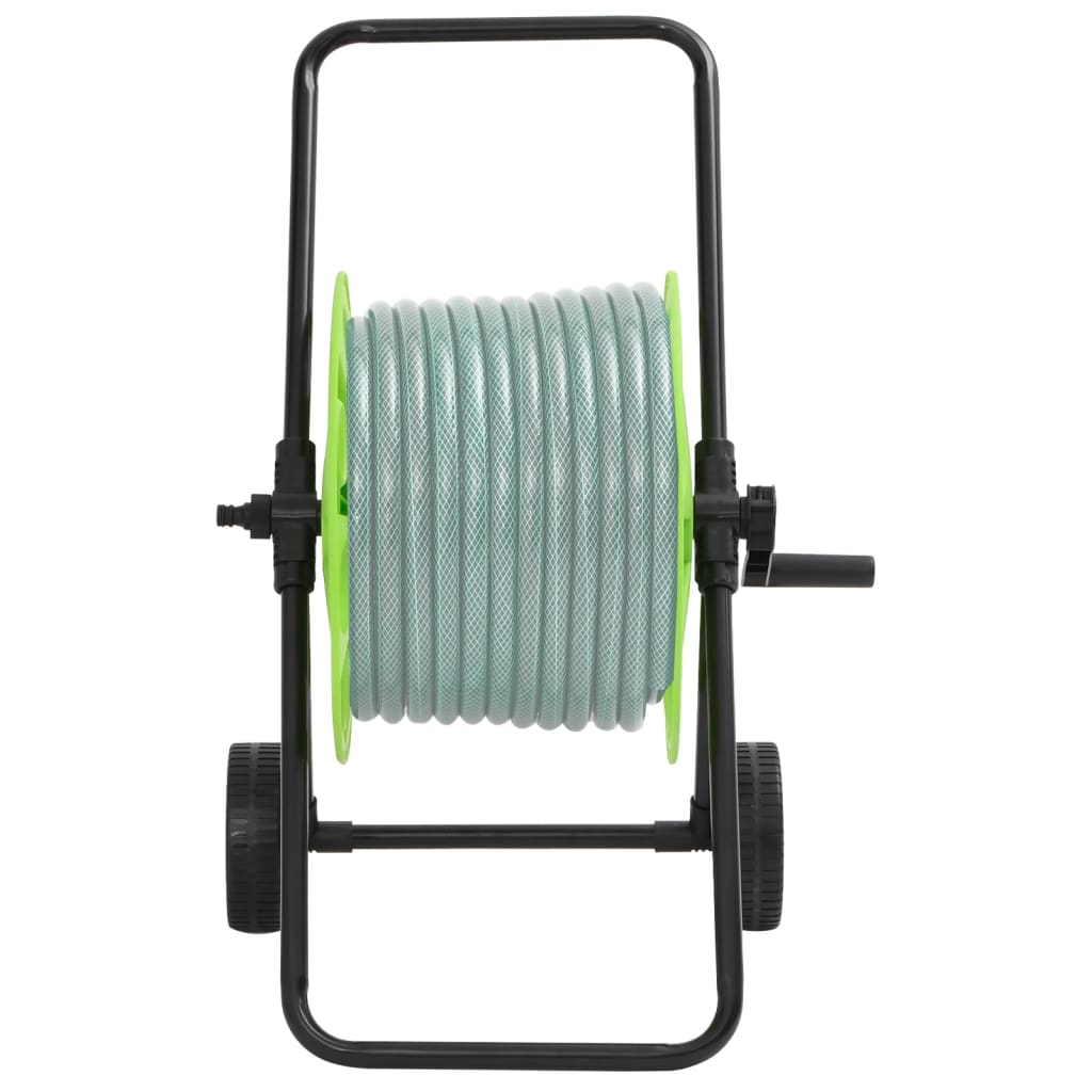 Slangevogn for 60 m 1/2" slange stål grønn