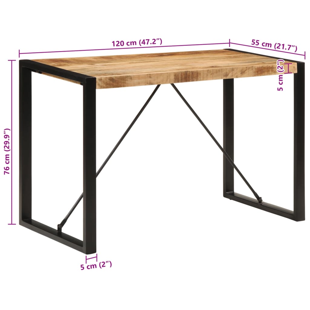 Spisebord 120x55x76 cm grov heltre mango
