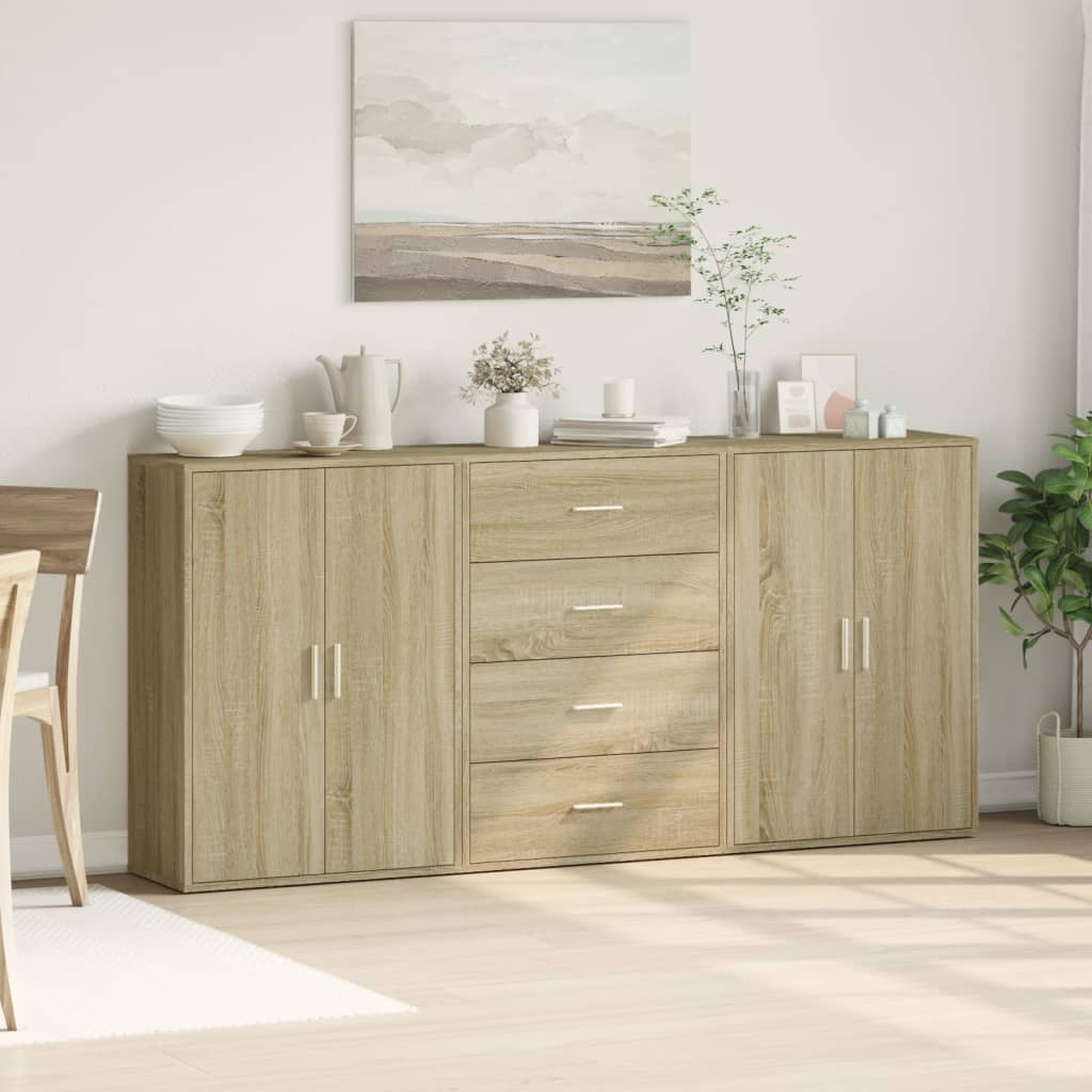 Skjenker 3 stk sonoma eik 60x31x84 cm konstruert tre vidaXL