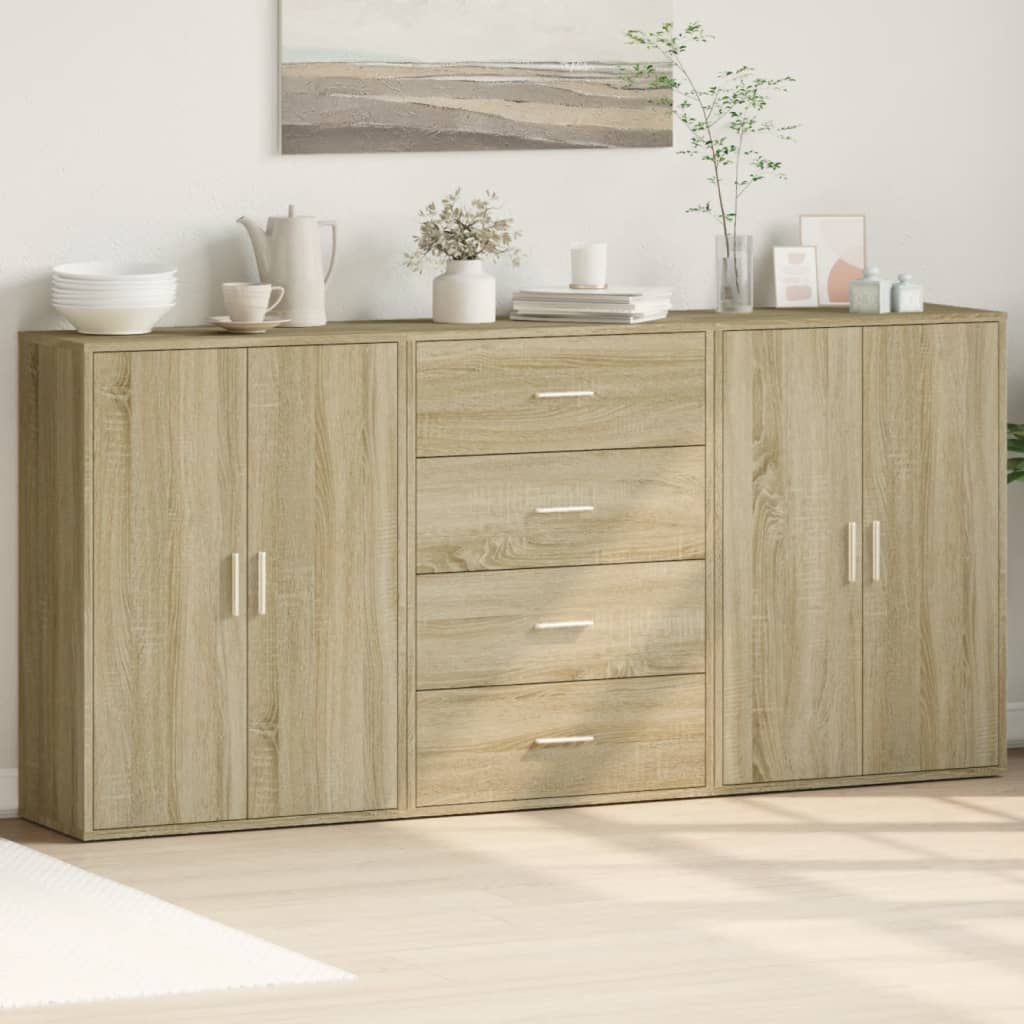 Skjenker 3 stk sonoma eik 60x31x84 cm konstruert tre vidaXL