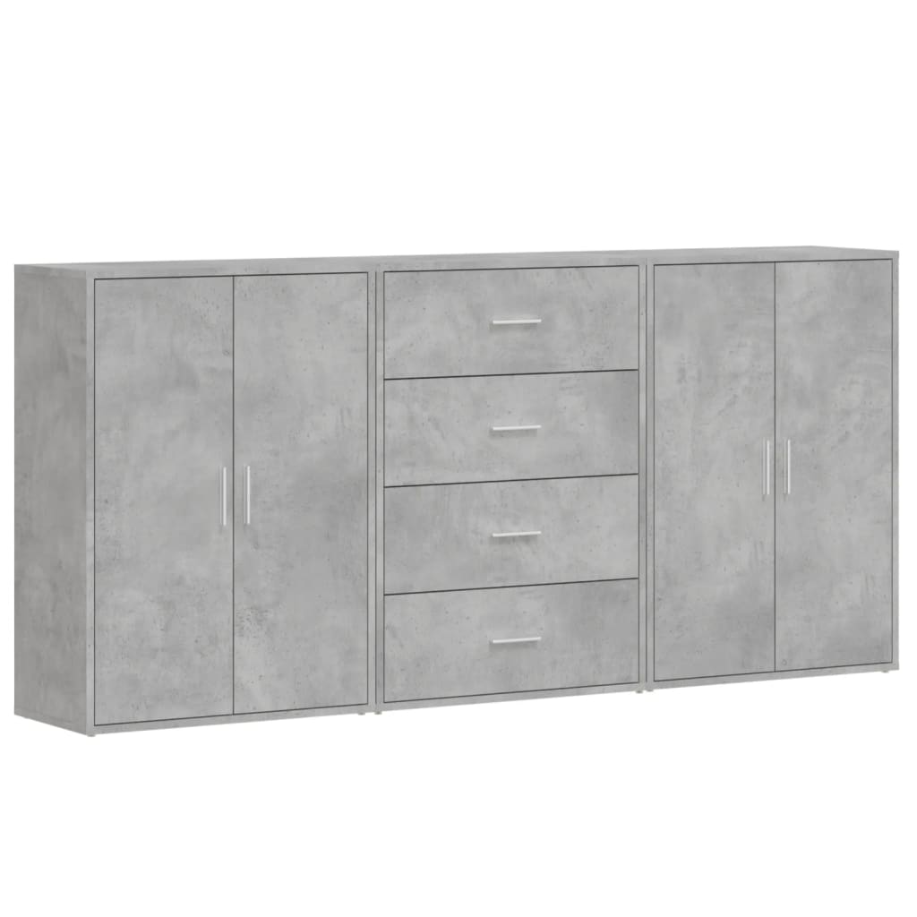 Skjenker 3 stk betonggrå 60x31x84 cm konstruert tre