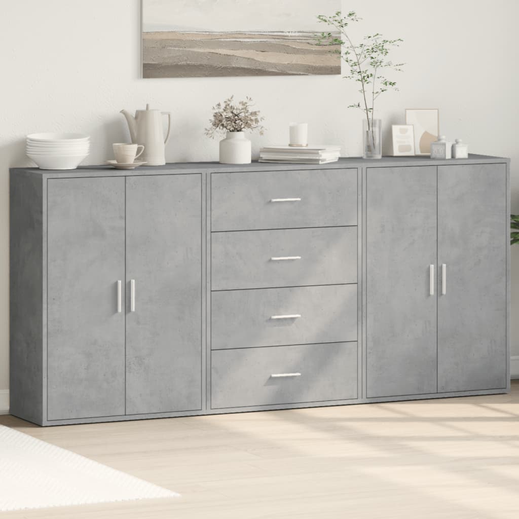 Skjenker 3 stk betonggrå 60x31x84 cm konstruert tre