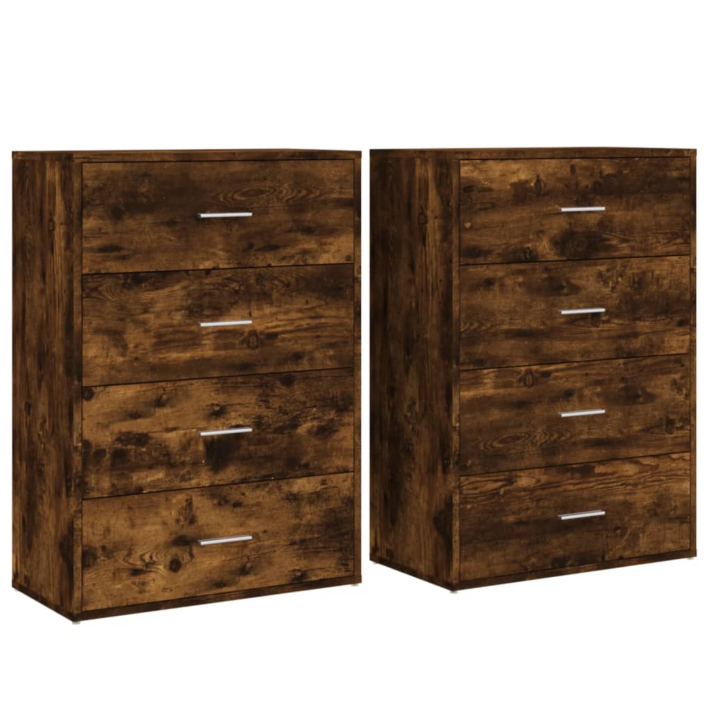 Skjenker 2 stk røkt eik 60x31x84 cm konstruert tre