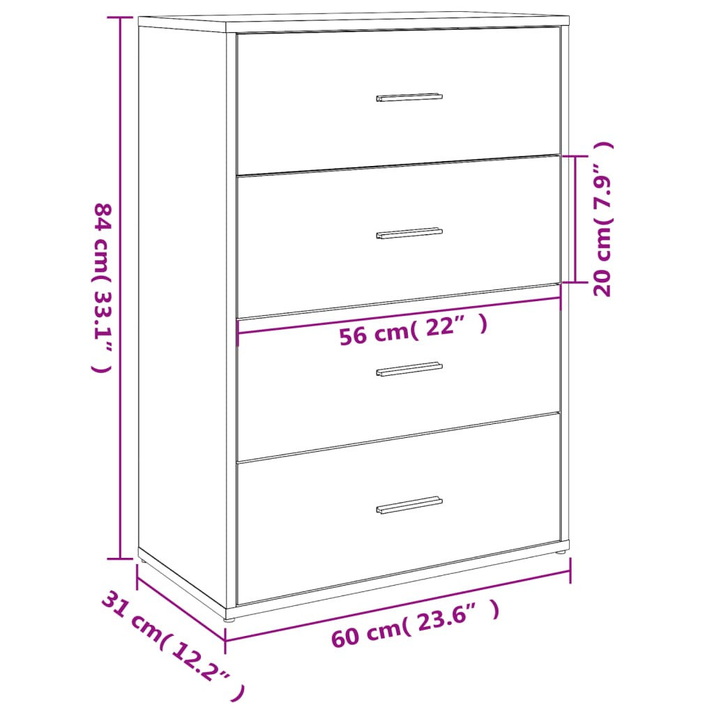 Skjenker 2 stk røkt eik 60x31x84 cm konstruert tre