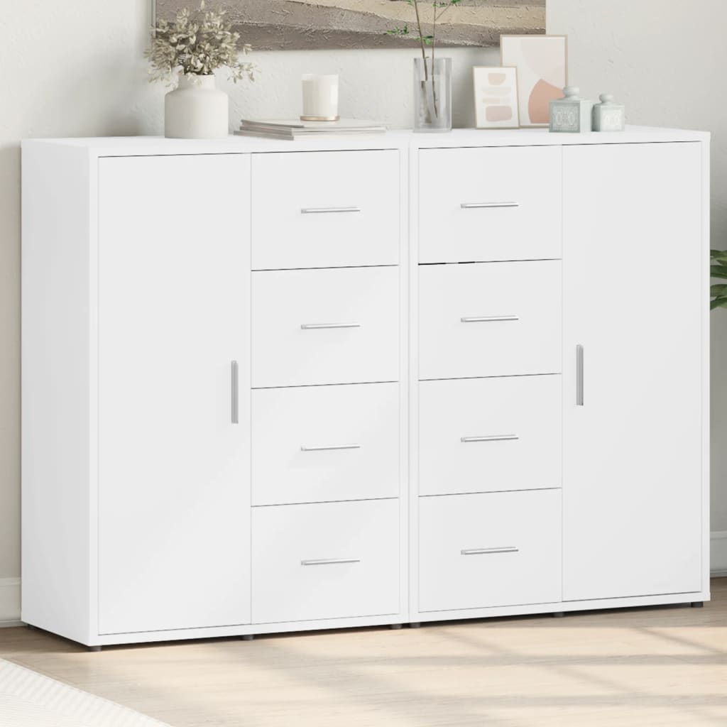 Skjenker 2 stk hvit 60x31x84 cm konstruert tre