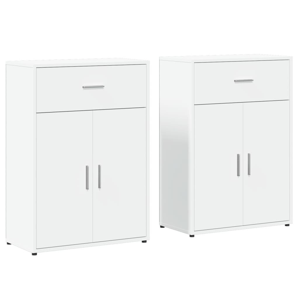 Skjenker 2 stk hvit 60x30x84 cm konstruert tre