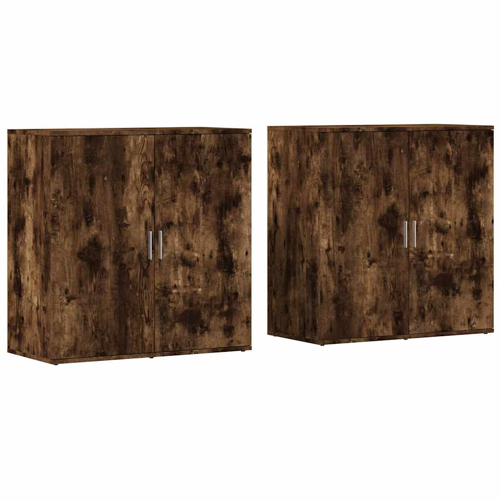 Skjenker 2 stk røkt eik 79x38x80 cm konstruert tre vidaXL