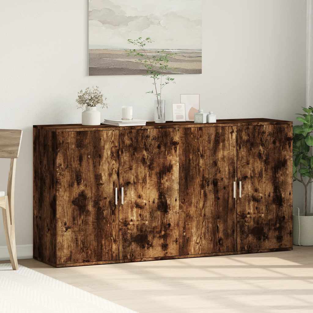 Skjenker 2 stk røkt eik 79x38x80 cm konstruert tre vidaXL