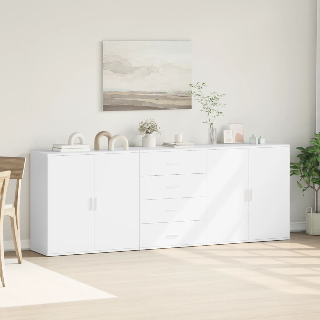 Skjenker 3 stk hvit konstruert tre vidaXL