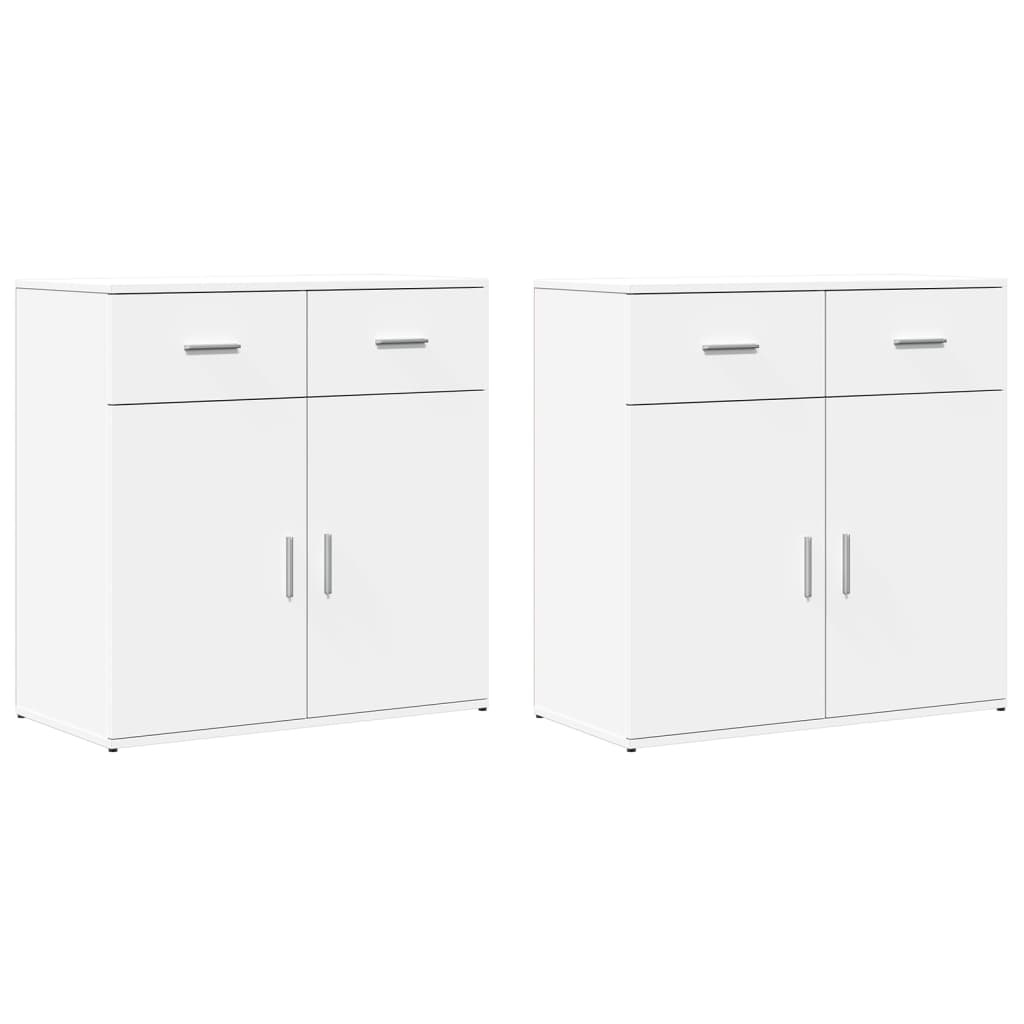 Skjenker 2 stk hvit 79x38x80 cm konstruert tre