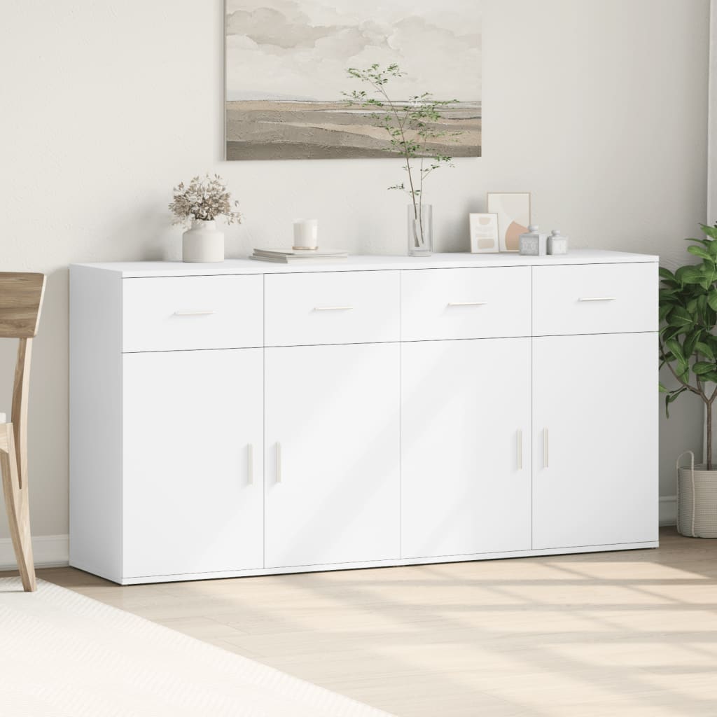 Skjenker 2 stk hvit 79x38x80 cm konstruert tre